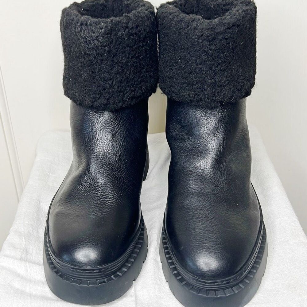 Marc Fisher LTD Vina Ankle Boot Black Shearling Size 10 Nwt